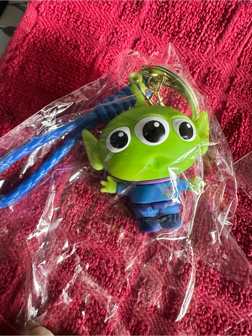 Green Alien Three-Eye Keychain Card Holder